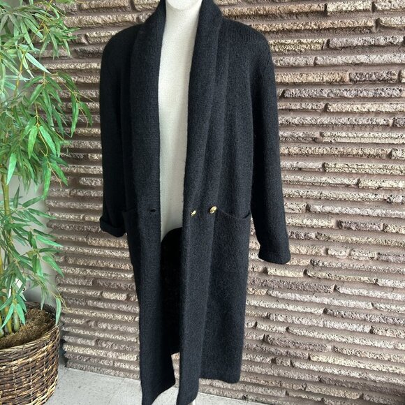 IB Diffusion Black Wool Mohair Blend Sweater Coat Double Breasted Size Small - Picture 5 of 10